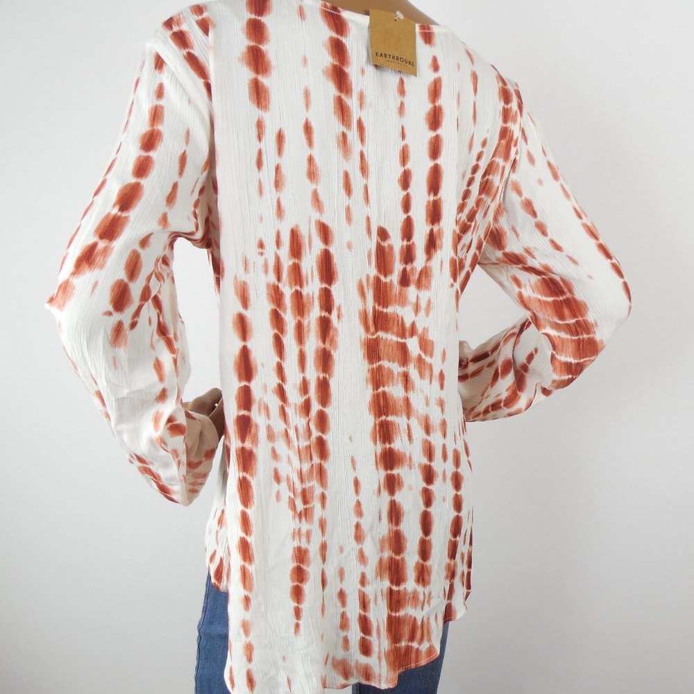 EARTHBOUND XL NWT $34 BOHO Shirt Lace Up Hi/Low - Picture 6 of 7